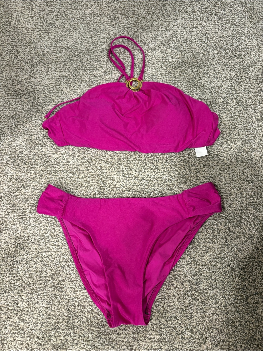 Vibrant Magenta Bikini with Gold Charm Accents